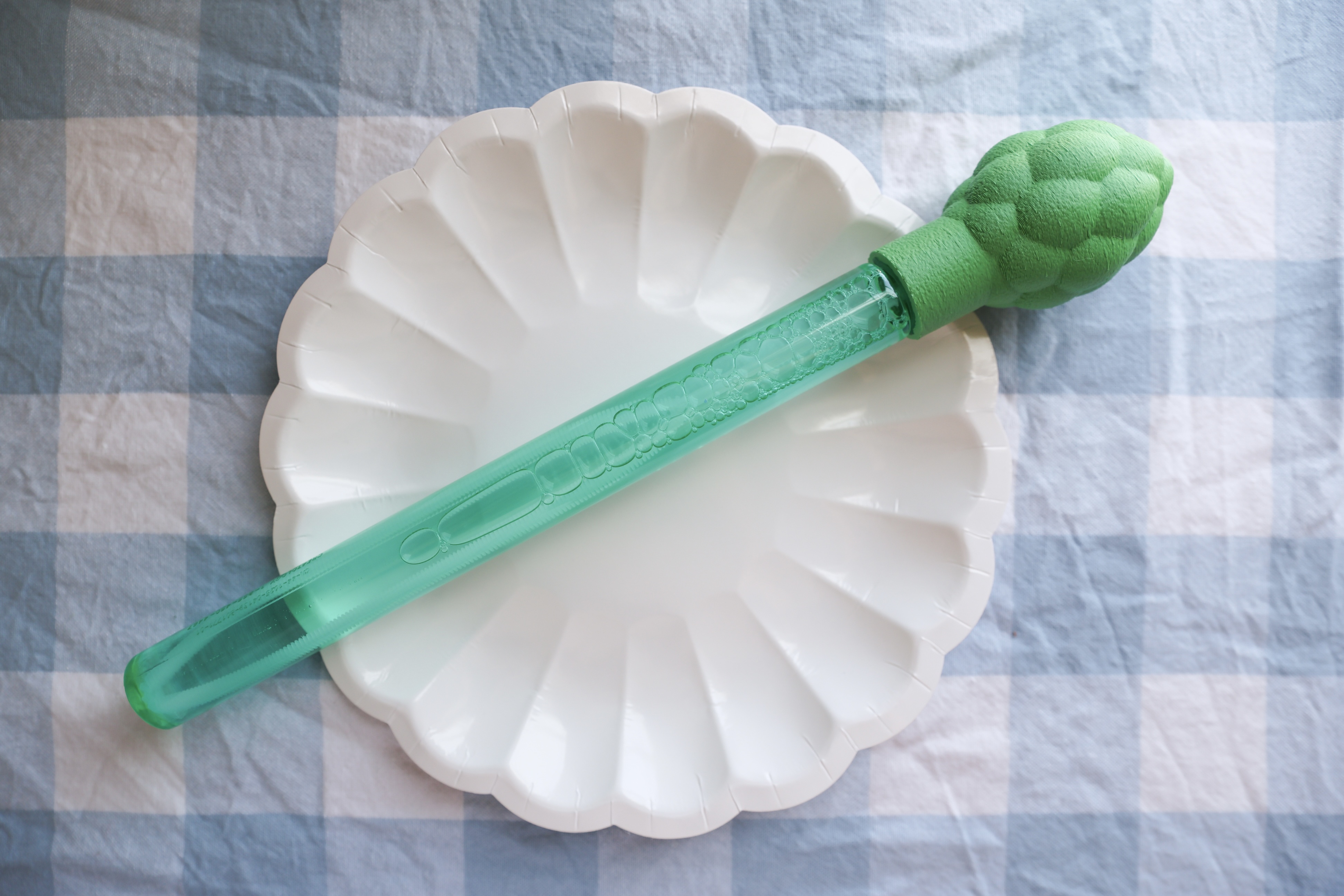 An asparagus bubble wand